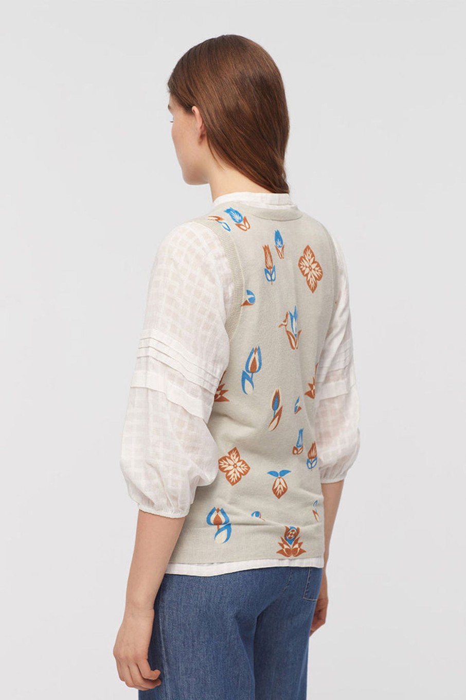 Tops Nice Things | Geometric Flower Vest | Ash