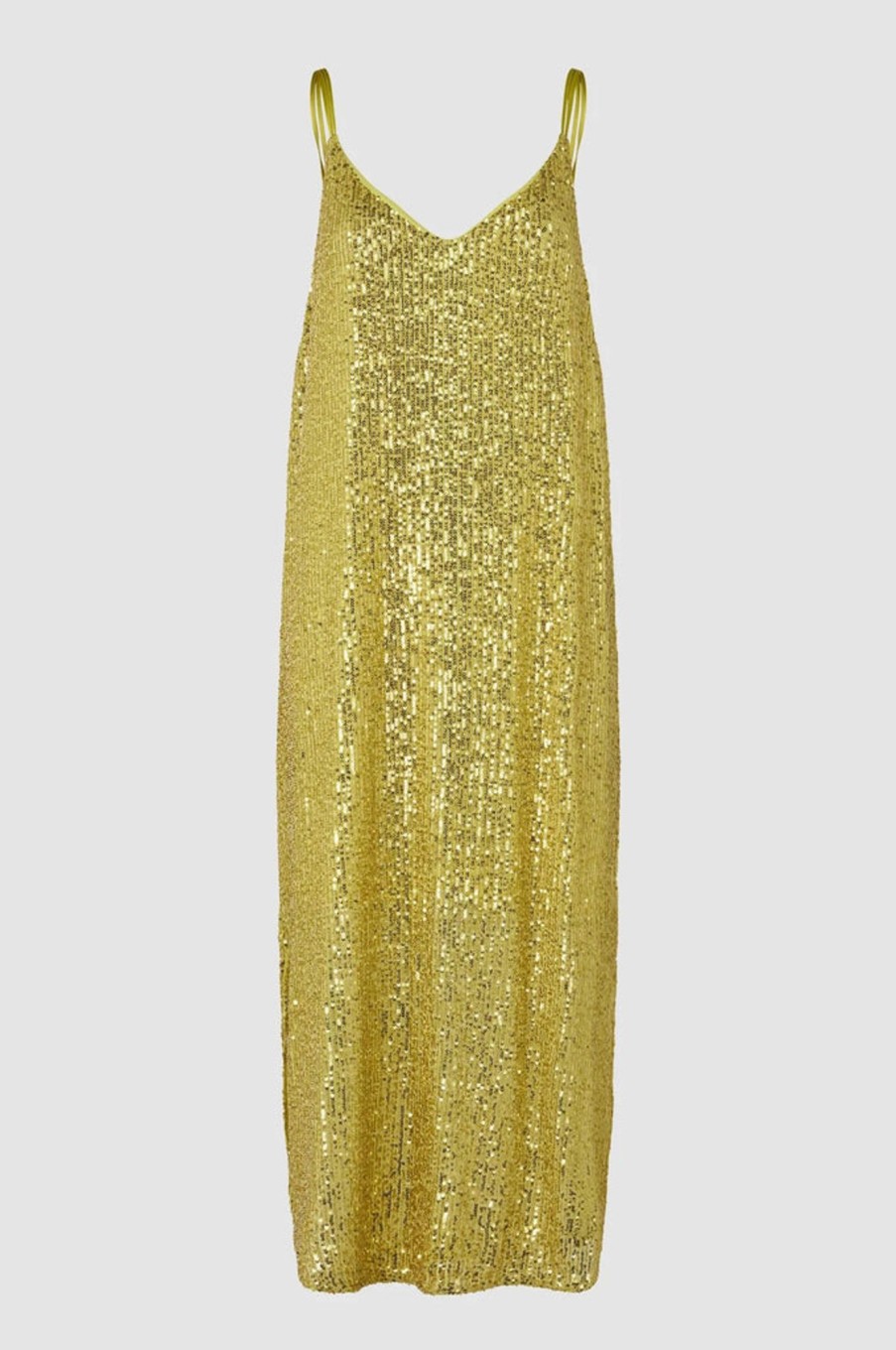 Dresses / Skirts Second Female | Shine On Slip Dress | Golden Olive