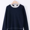 Tops ALEGER CASHMERE | N. 08 Contrast Collar Crew | Midnight