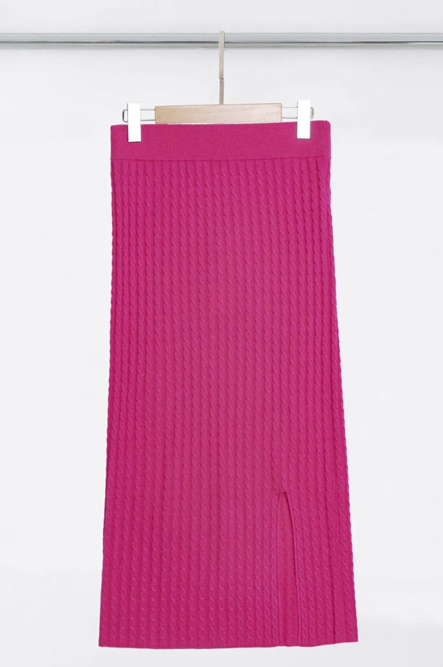 Knitwear ALEGER CASHMERE | N.82 Cable Cashmere Blend Pencil Skirt | Fushia