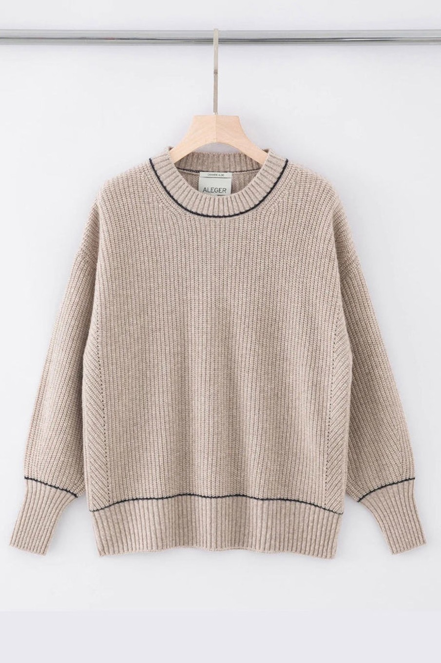 Knitwear ALEGER CASHMERE | N. 43 Chunky Cropped Sweater | Flax