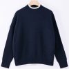 Tops ALEGER CASHMERE | N. 30 Stripe Detail Sweater | Navy