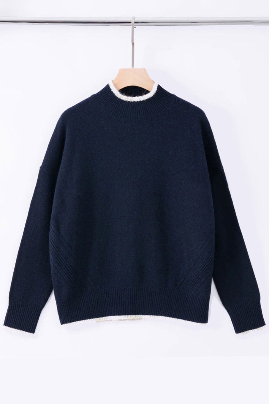 Knitwear ALEGER CASHMERE | N. 30 Stripe Detail Sweater | Navy