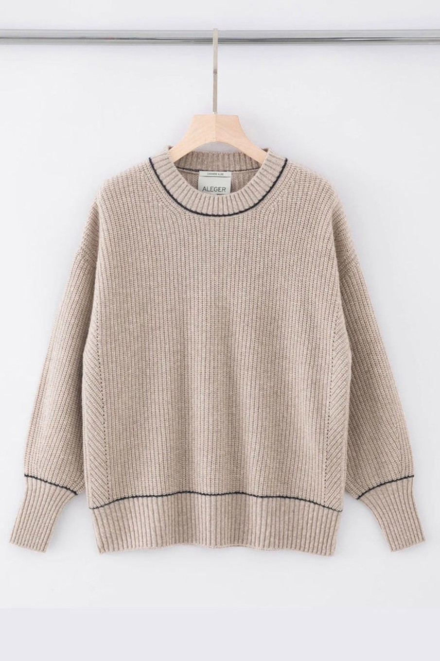 Tops ALEGER CASHMERE | N. 43 Chunky Cropped Sweater | Flax