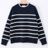 Tops ALEGER CASHMERE | N. 24 Turtle Neck Mohair Stripe Sweater |Midnight