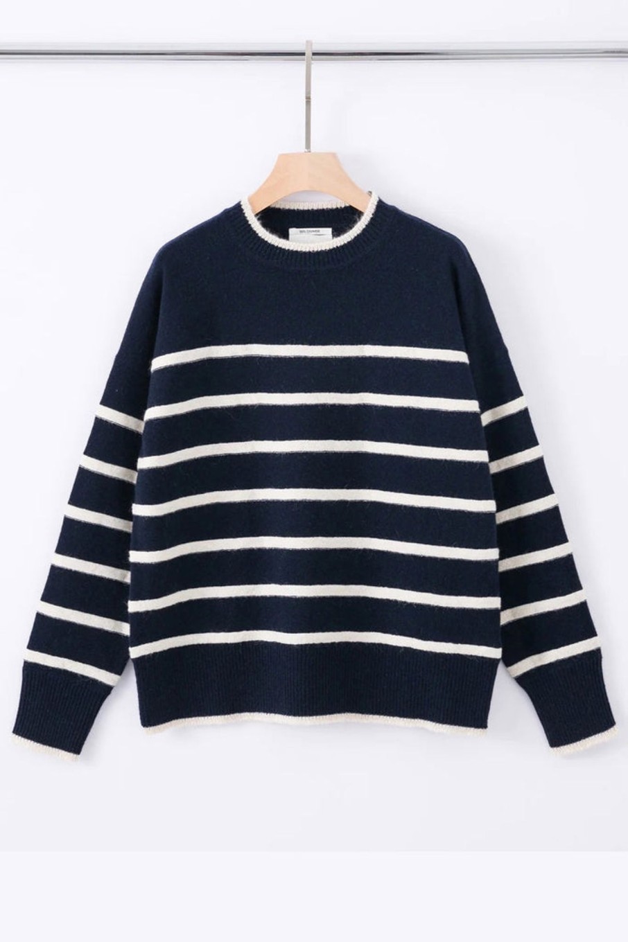 Tops ALEGER CASHMERE | N. 24 Turtle Neck Mohair Stripe Sweater |Midnight