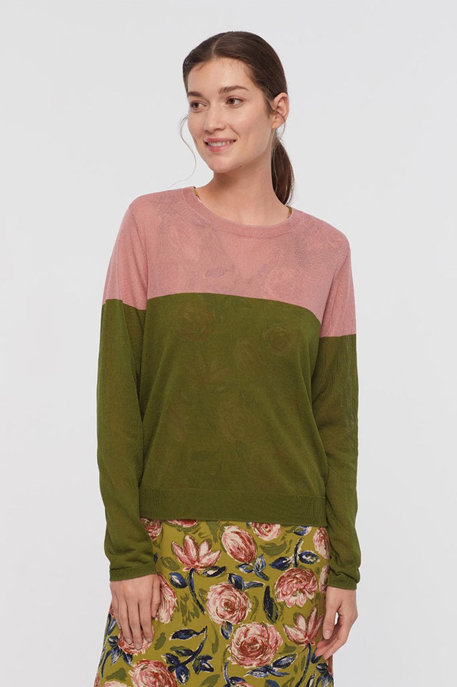 Tops Nice Things | Bicolour Block Sweater