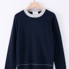 Knitwear ALEGER CASHMERE | N. 08 Contrast Collar Crew | Midnight