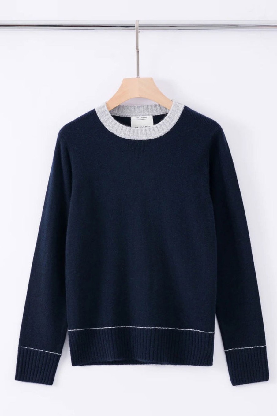 Knitwear ALEGER CASHMERE | N. 08 Contrast Collar Crew | Midnight