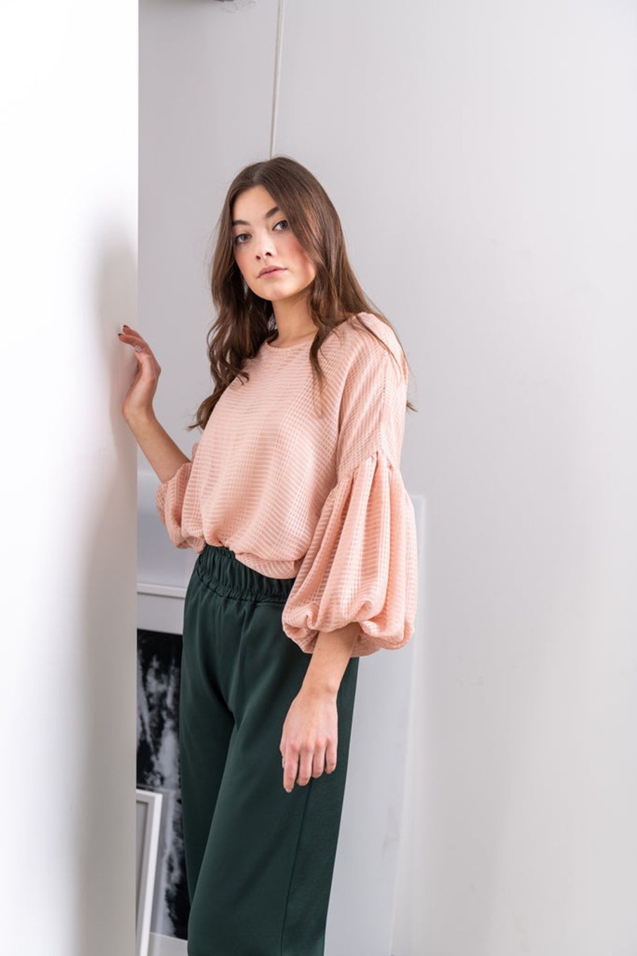 Tops Charmaine Reveley | Ren Top | Dusky Pink Grid