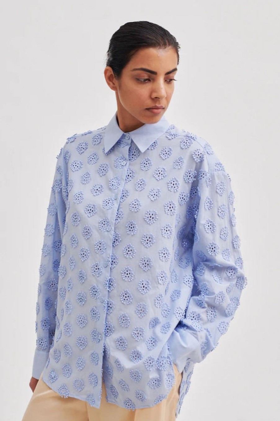 Tops Second Female | Taormina New Shirt | Brunnera Blue